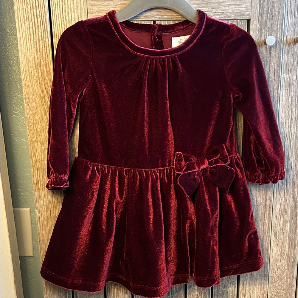 Carter's Velvet Burgundy Dress with Bow